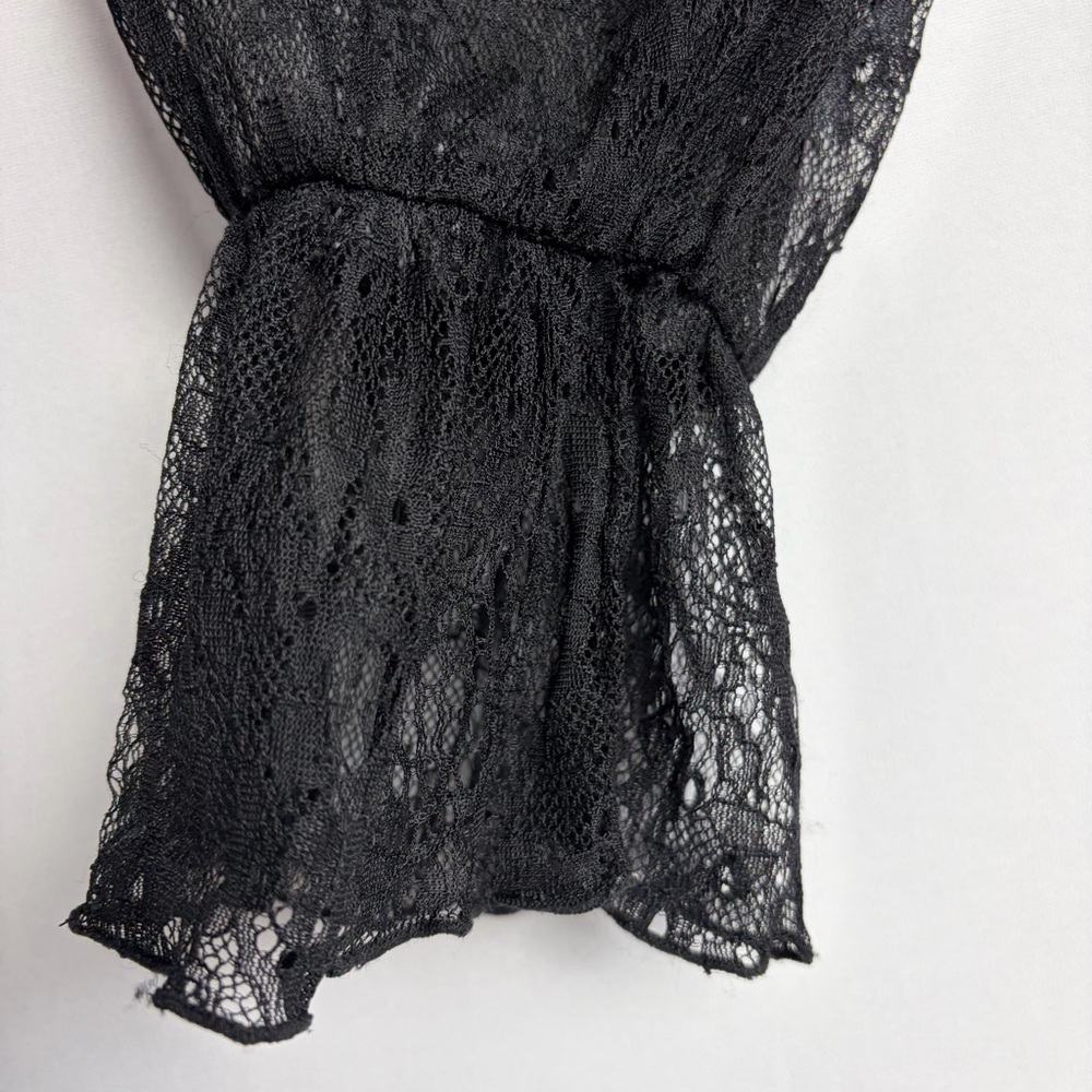 Free People Far Away Too Sz M Lace V Neck Black Boho Hippie Witchy Whimsigoth - Picture 14 of 15